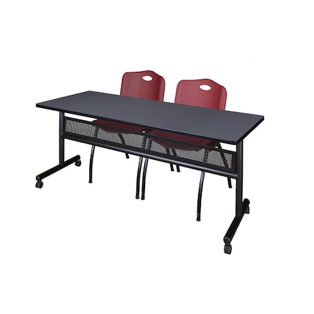 Kobe Rectangle FlipTop Table, 72" W, 29" H, Laminate Top, Gray MKFTM7224GY47BY